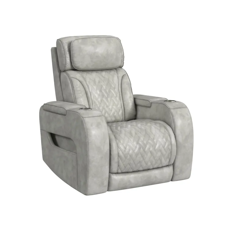 Prime Time P3 Recliner with LED and wireless charger pocket in Leather Gel Lite Grey