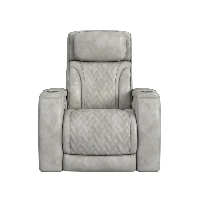 Prime Time P3 Recliner with LED and wireless charger pocket in Leather Gel Lite Grey