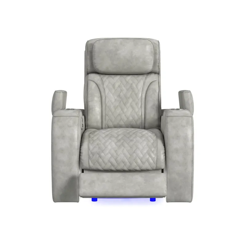 Prime Time P3 Recliner with LED and wireless charger pocket in Leather Gel Lite Grey
