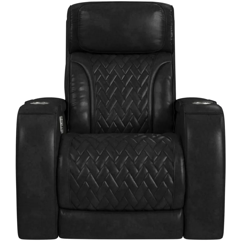 Prime Time P3 Recliner with 7 Colors LED, Cup Holders and Wireless Charger Controller in Leather Gel Black