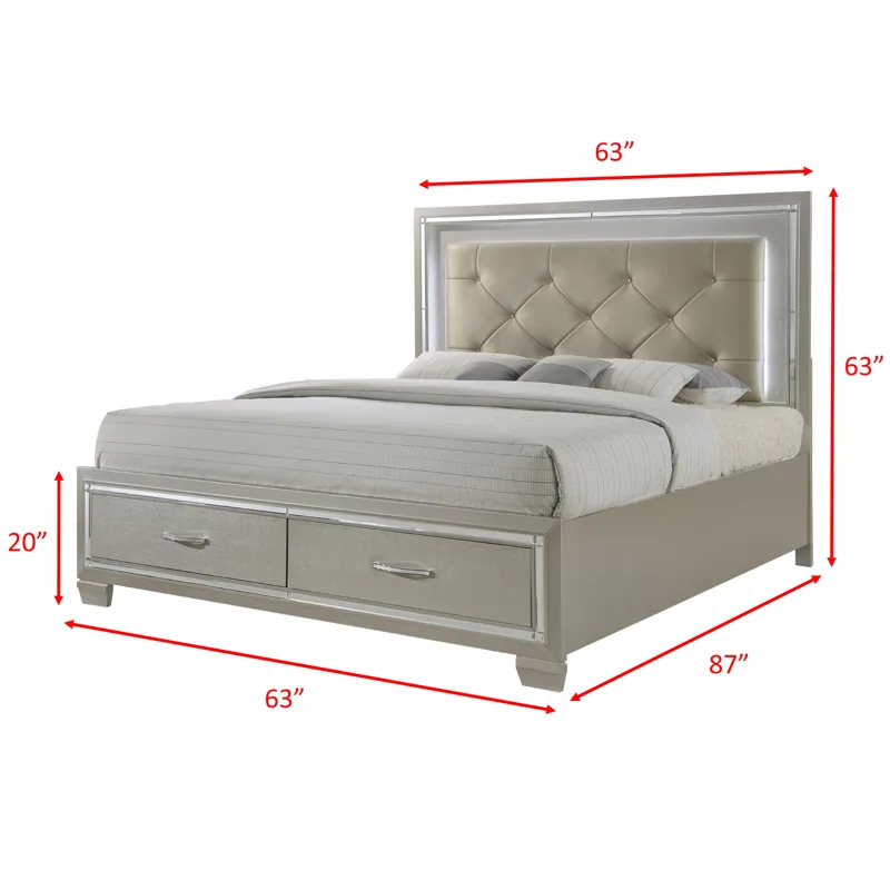 Platinum Queen Platform Storage Bed
