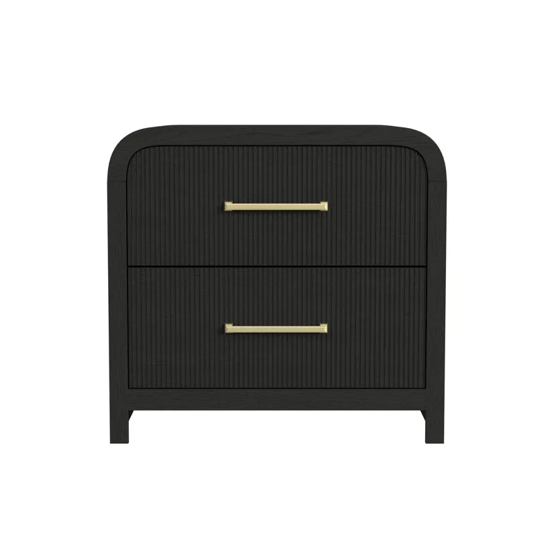 Ridgemont 2-Drawer Nightstand with USB in Black with Grain