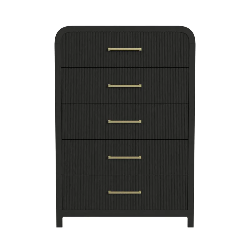 Ridgemont 5-Drawer Chest in Black with Grain