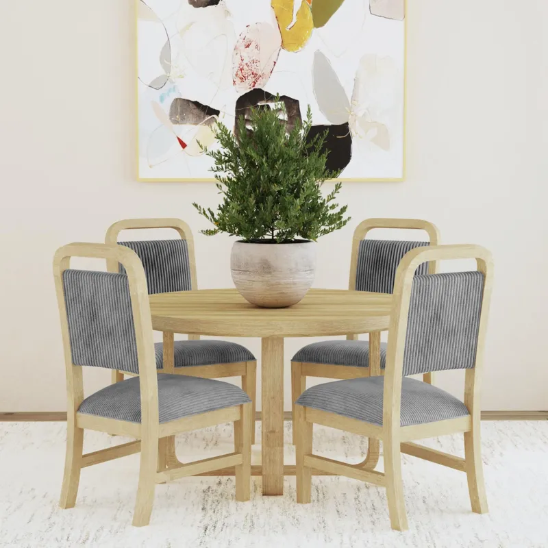 Ridgemont Dining Side Chair with Grey Fabric in Natural (2 Per Carton)