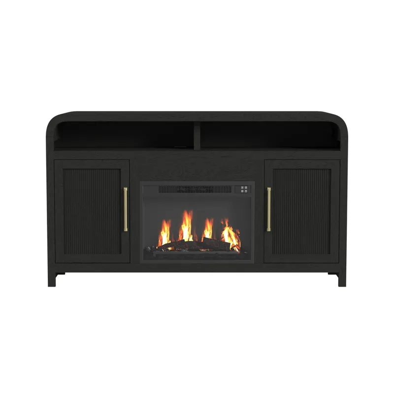 Ridgemont Complete Fireplace Cabinet in Black with Grain - Single Pack