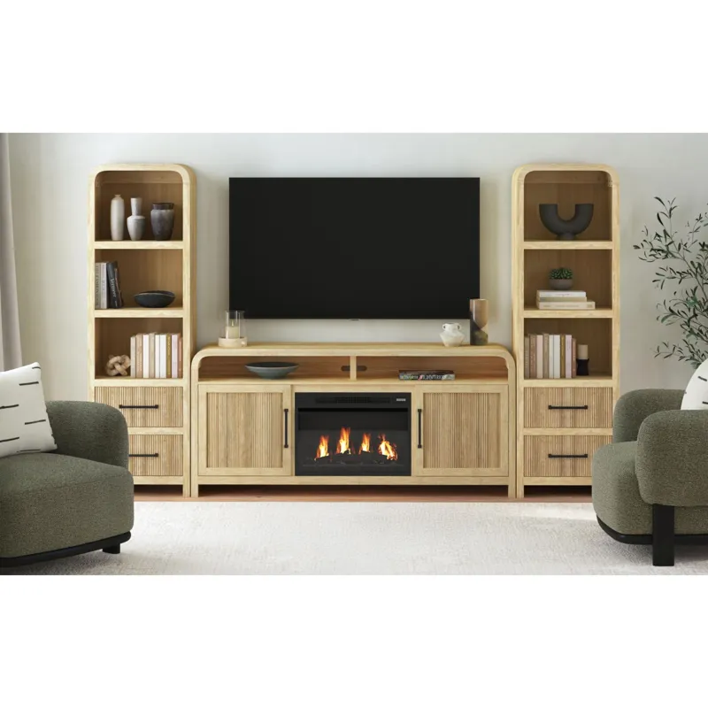 Ridgemont 70\" TV Console without Fireplace Insert in Natural