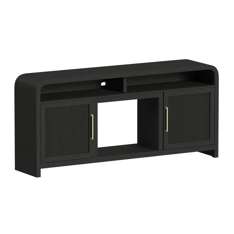 Ridgemont 70\" TV Console without Fireplace Insert in Black with Grain