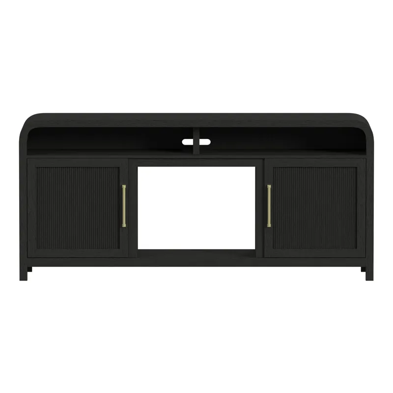 Ridgemont 70\" TV Console without Fireplace Insert in Black with Grain