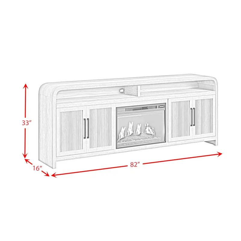 Ridgemont KIT - 82\" TV Console in Black with Grain w/23\" Fireplace Insert (Ships in 2 Boxes)