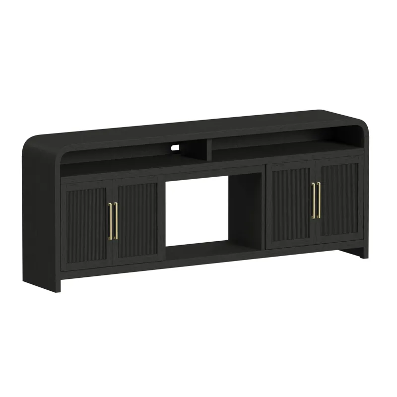 Ridgemont 82\" TV Console without Fireplace Insert in Black with Grain
