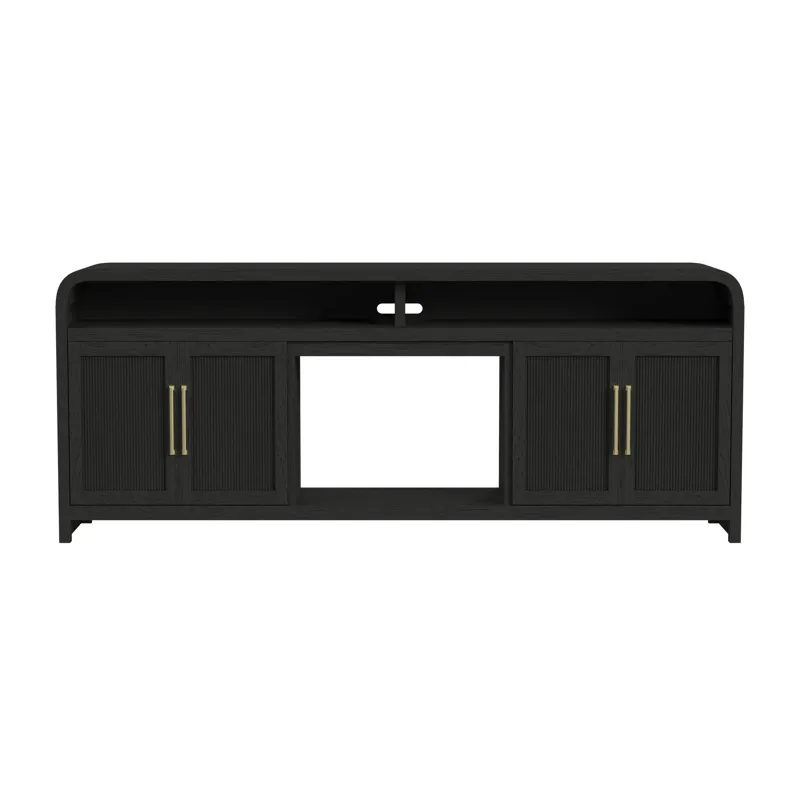 Ridgemont 82\" TV Console without Fireplace Insert in Black with Grain
