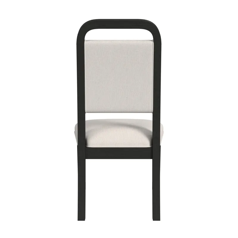 Ridgemont Dining Side Chair with White Fabric in Black with Grain (2 Per Carton)