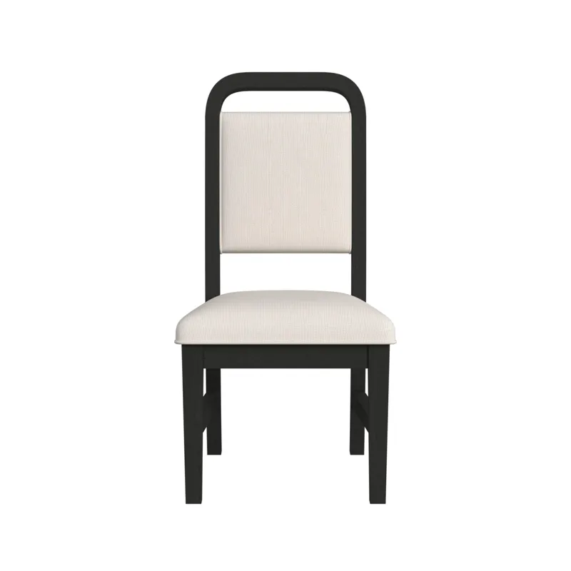 Ridgemont Dining Side Chair with White Fabric in Black with Grain (2 Per Carton)