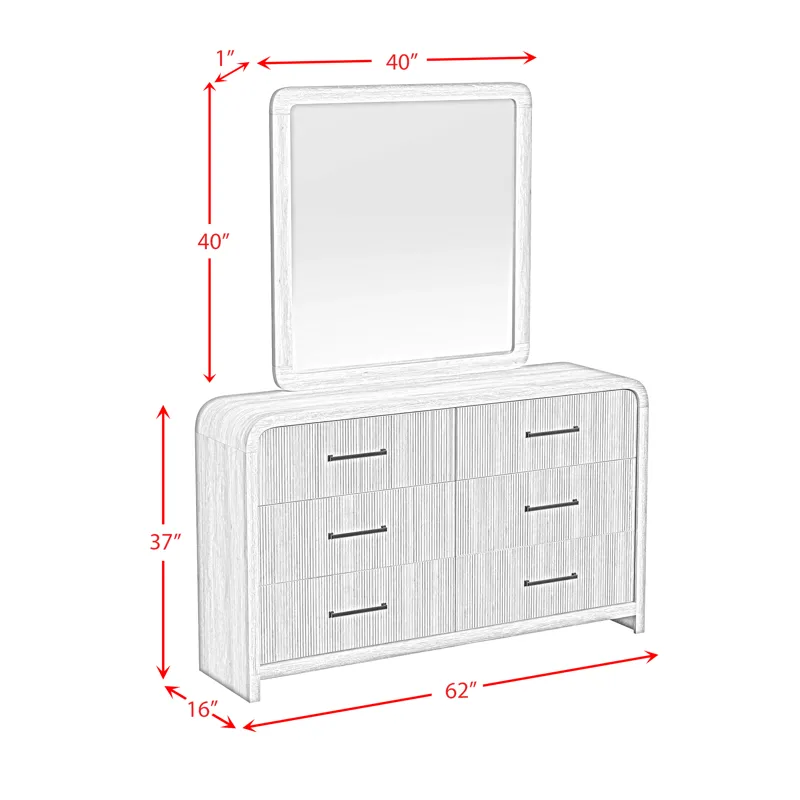 Ridgemont Dresser and Mirror Set in Black with Grain