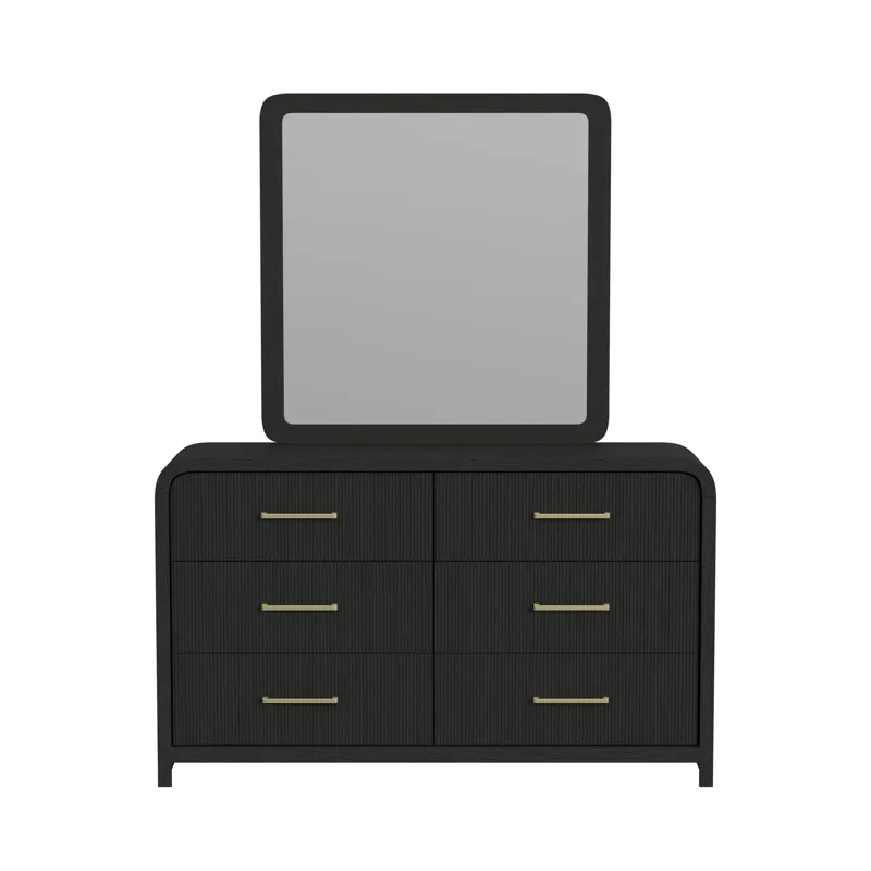Ridgemont Dresser and Mirror Set in Black with Grain