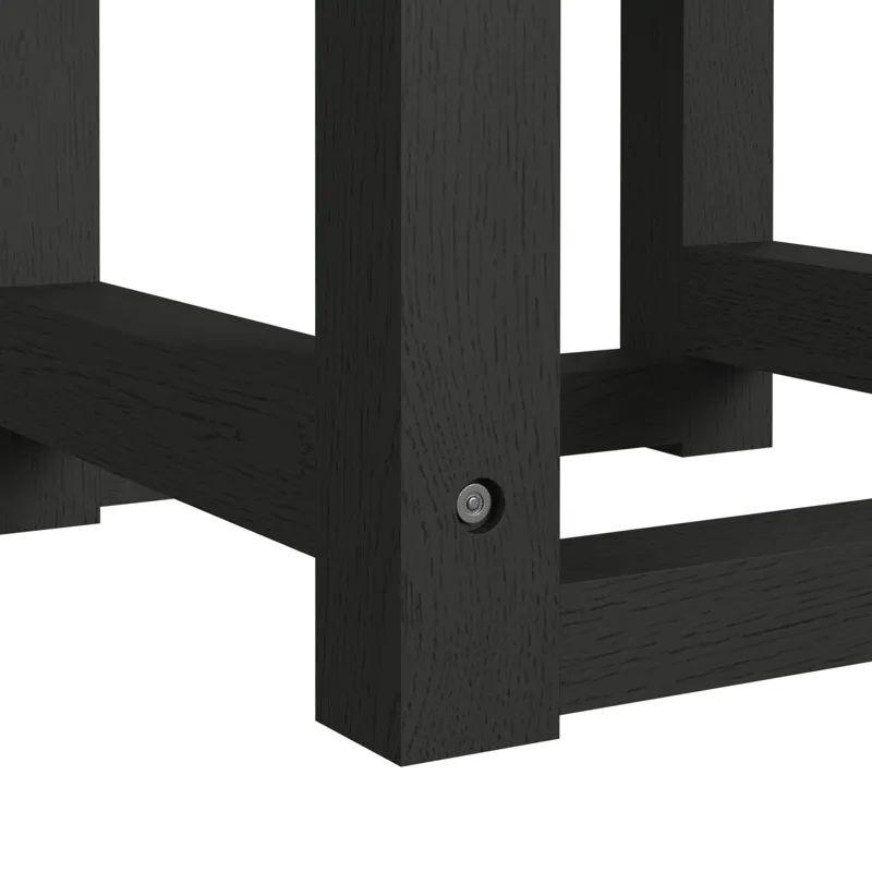 Ridgemont Dressing Stool with White Fabric in Black with Grain