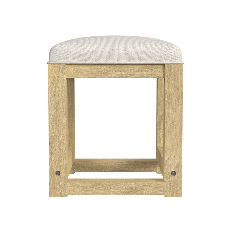 Ridgemont Dressing Stool with White Fabric in Natural