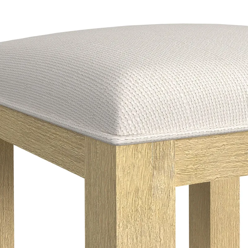 Ridgemont Dressing Stool with White Fabric in Natural