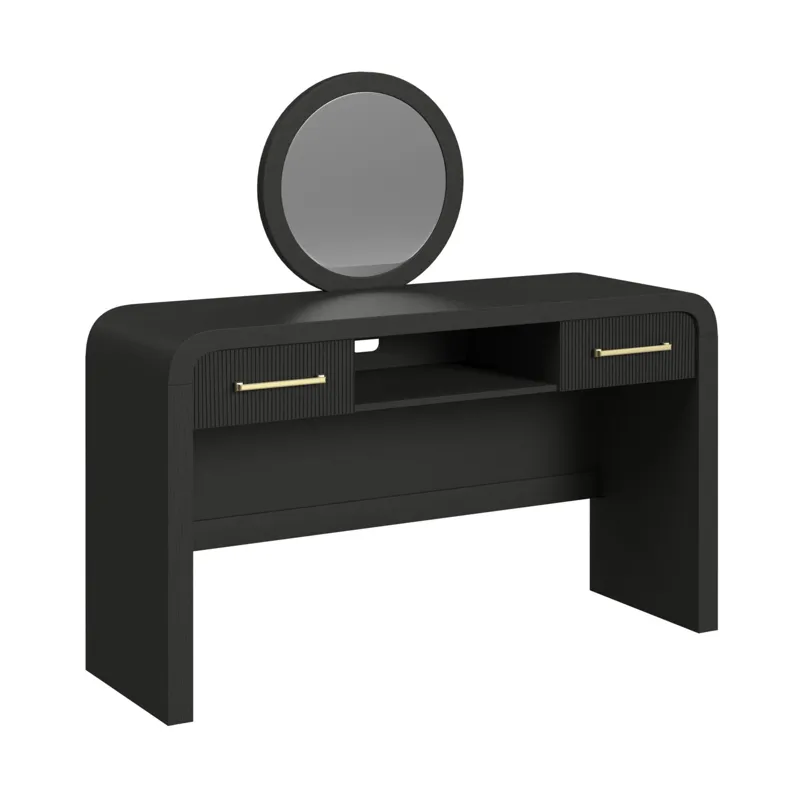 Ridgemont Dressing Table and Mirror in Black with Grain
