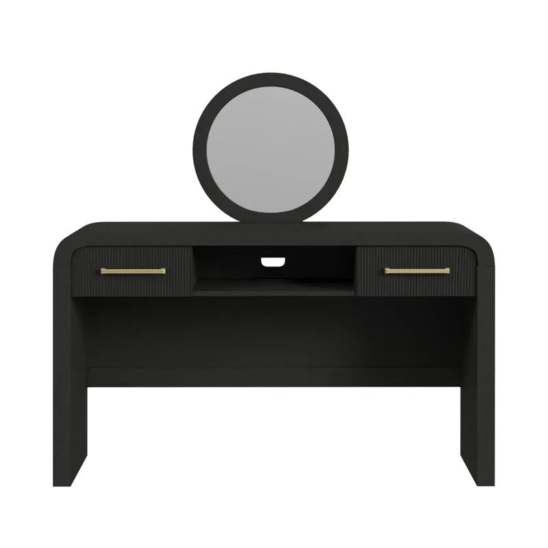 Ridgemont Dressing Table and Mirror in Black with Grain