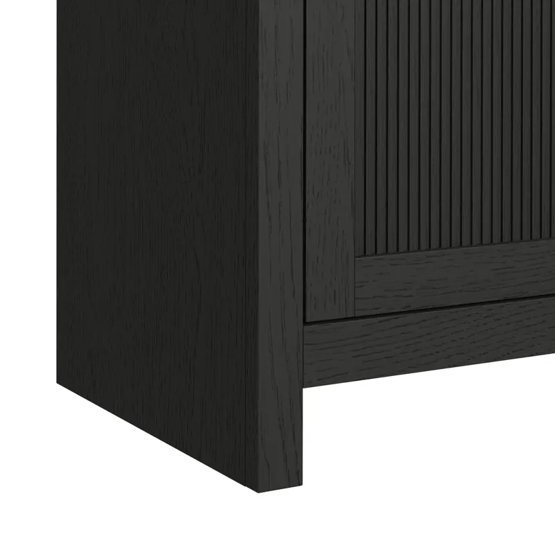 Ridgemont KIT - 82\" TV Console in Black with Grain w/23\" Fireplace Insert (Ships in 2 Boxes)