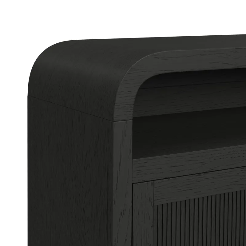 Ridgemont KIT - 82\" TV Console in Black with Grain w/23\" Fireplace Insert (Ships in 2 Boxes)