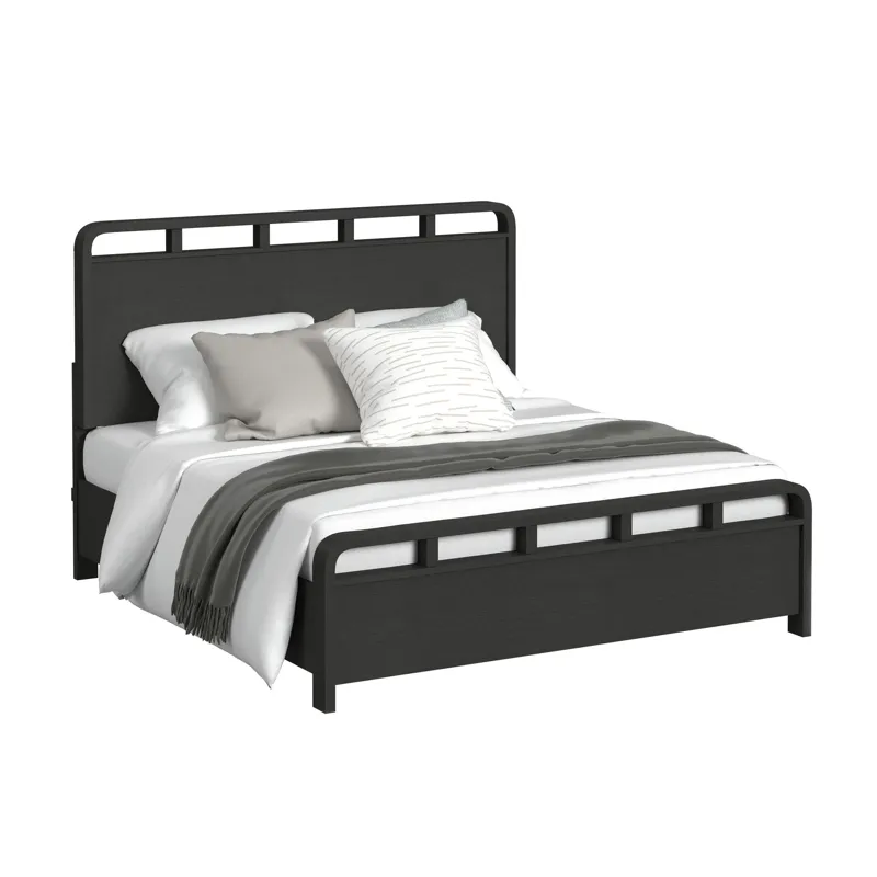 Ridgemont King Panel Bed in Black with Grain