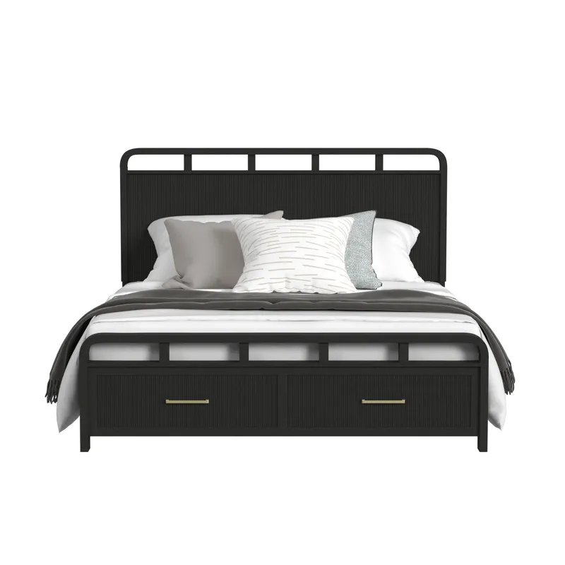 Ridgemont King Storage Bed in Black with Grain