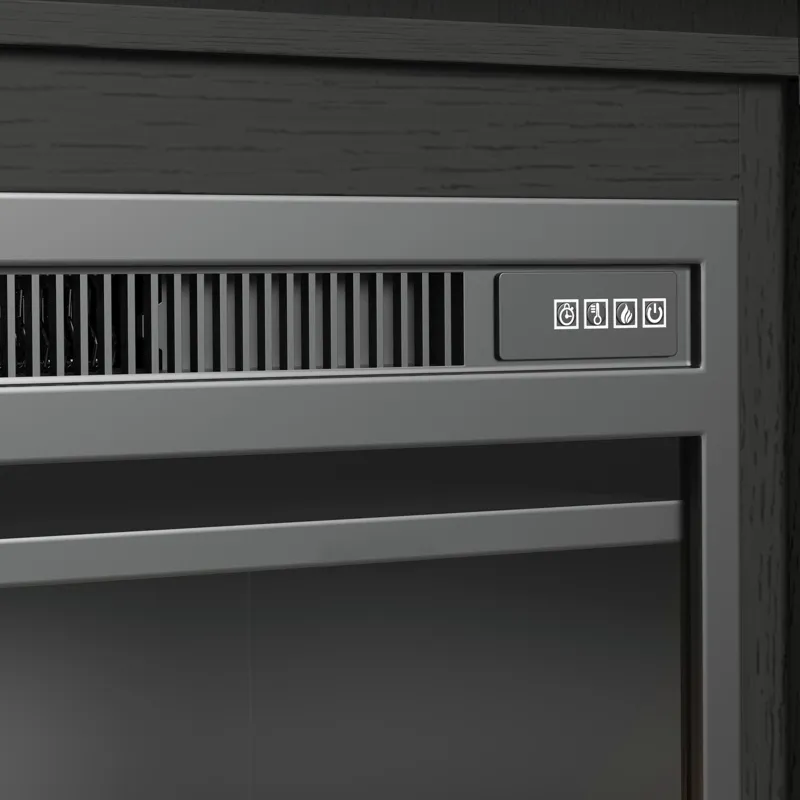 Ridgemont KIT - 82\" TV Console in Black with Grain w/23\" Fireplace Insert (Ships in 2 Boxes)