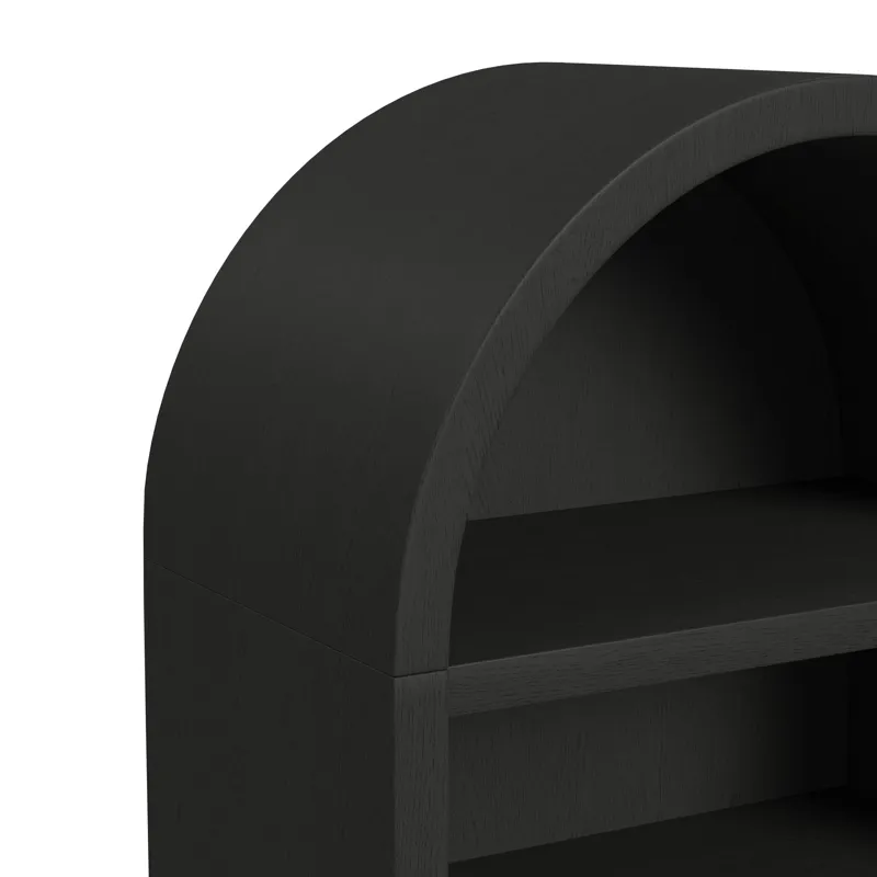 Ridgemont Open Bookcase in Black with Grain