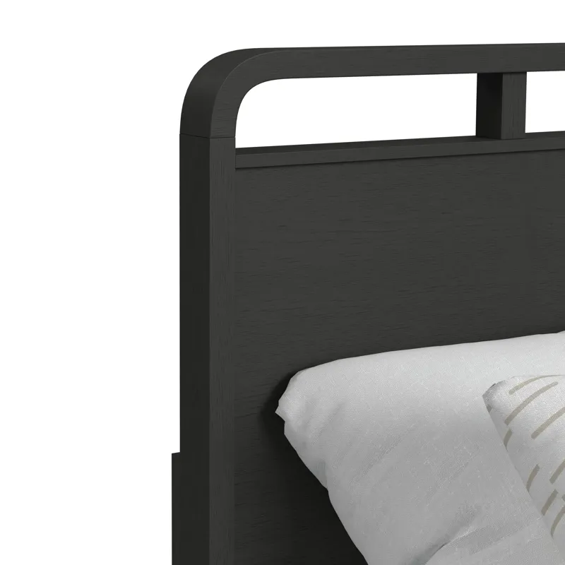 Ridgemont Full Panel Bed in Black with Grain