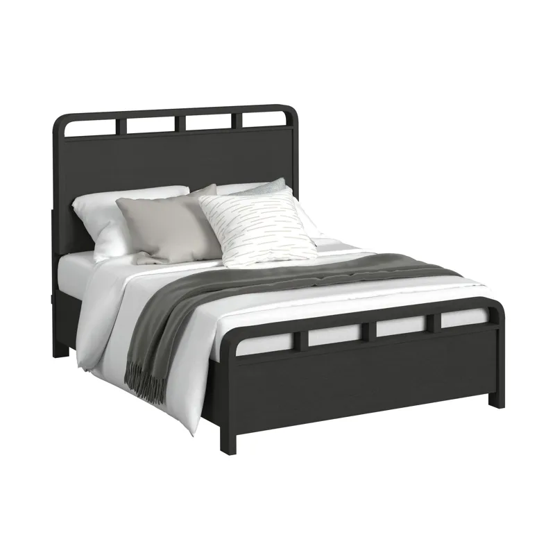 Ridgemont Full Panel Bed in Black with Grain