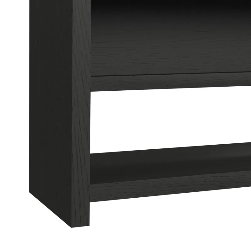 Ridgemont Sofa Table with Bottom Shelf in Black with Grain