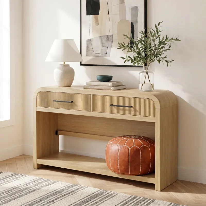Ridgemont Sofa Table with Bottom Shelf in Natural
