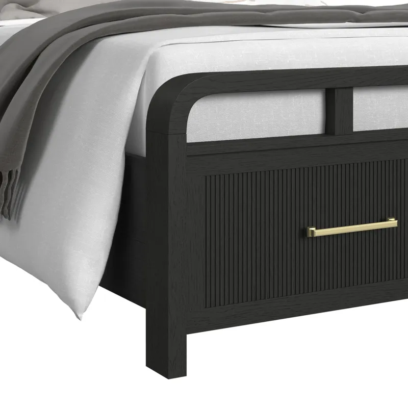Ridgemont Full Storage Bed in Black with Grain