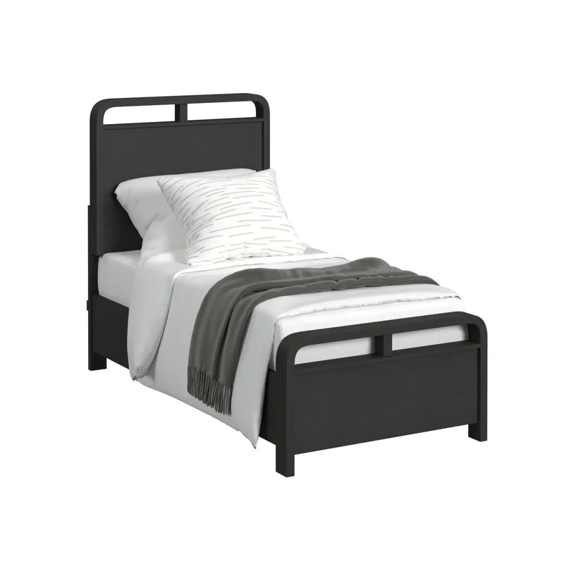 Ridgemont Twin Panel Bed in Black with Grain