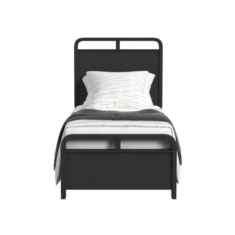 Ridgemont Twin Panel Bed in Black with Grain