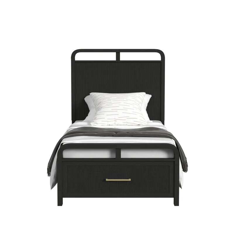 Ridgemont Twin Storage Bed in Black with Grain