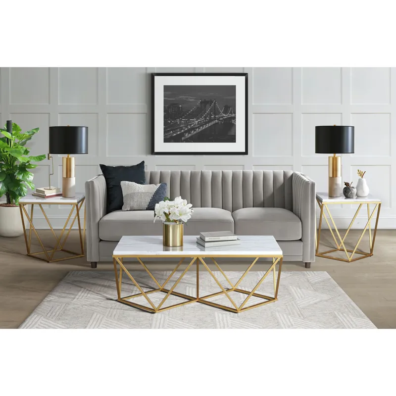 Riko Rectangular Coffee Table W/Gold Metal Leg