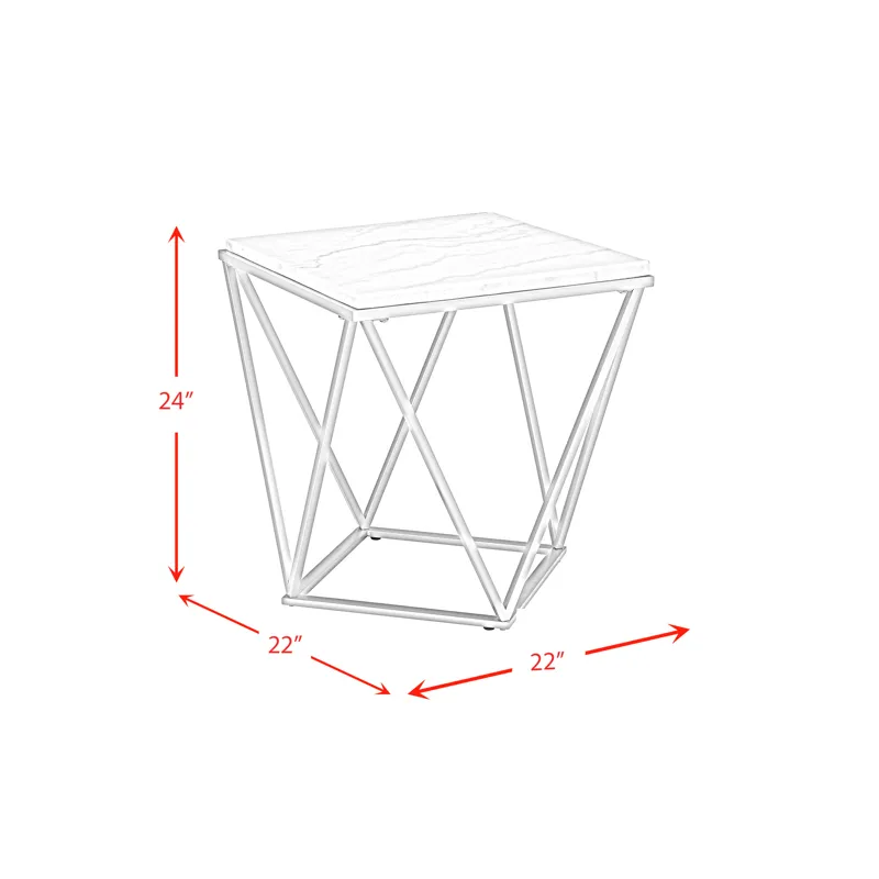 Riko Square End Table W/Gold Metal Leg