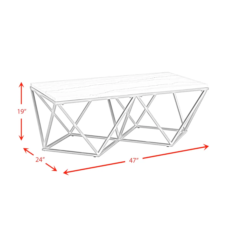Riko Rectangular Coffee Table W/Gold Metal Leg