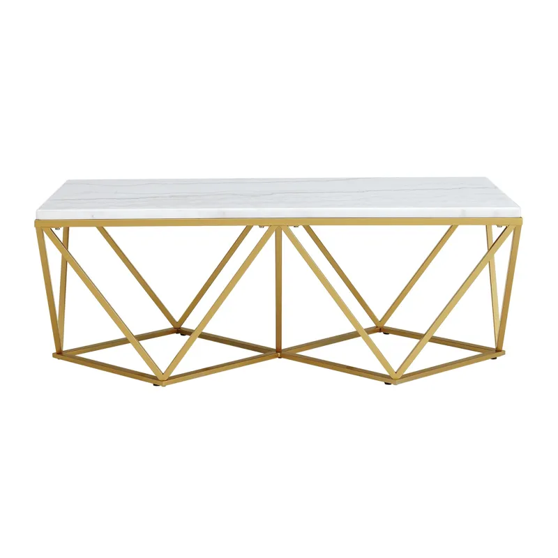 Riko Rectangular Coffee Table W/Gold Metal Leg