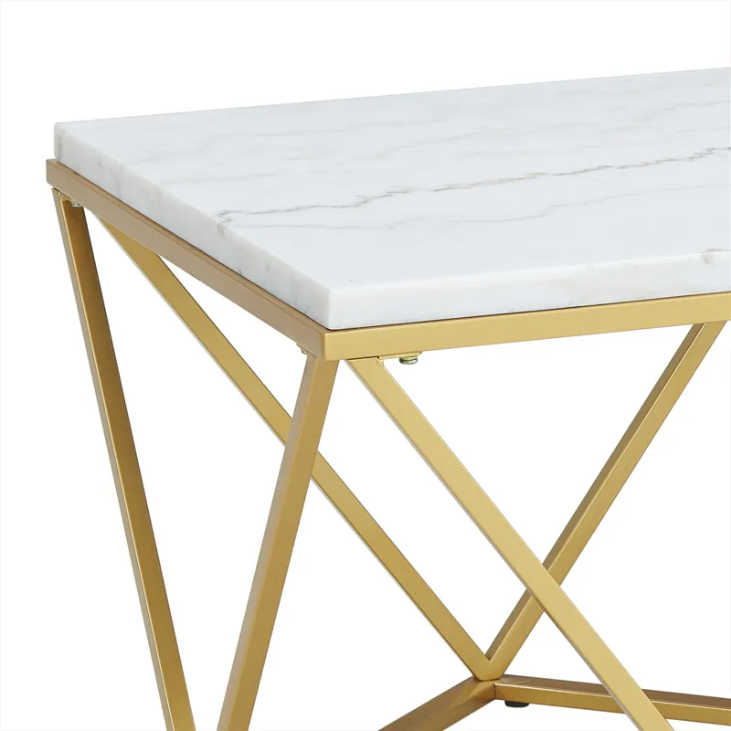 Riko Rectangular Coffee Table W/Gold Metal Leg