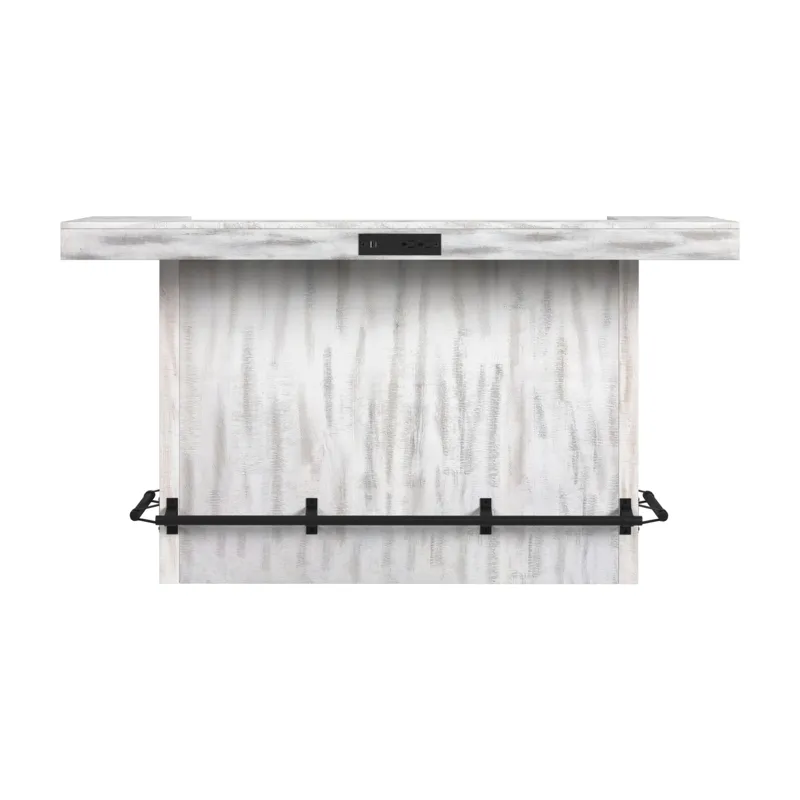 Rogen Rustic Bar Table with Ice Tray, USB and Power in Rustic White