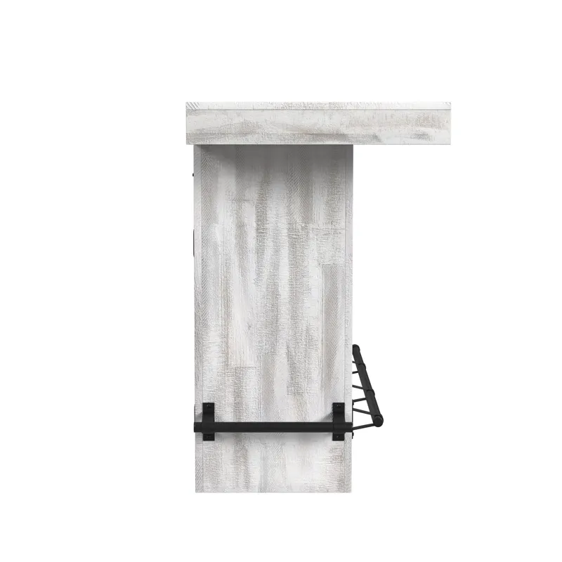 Rogen Rustic Bar Table with Ice Tray, USB and Power in Rustic White