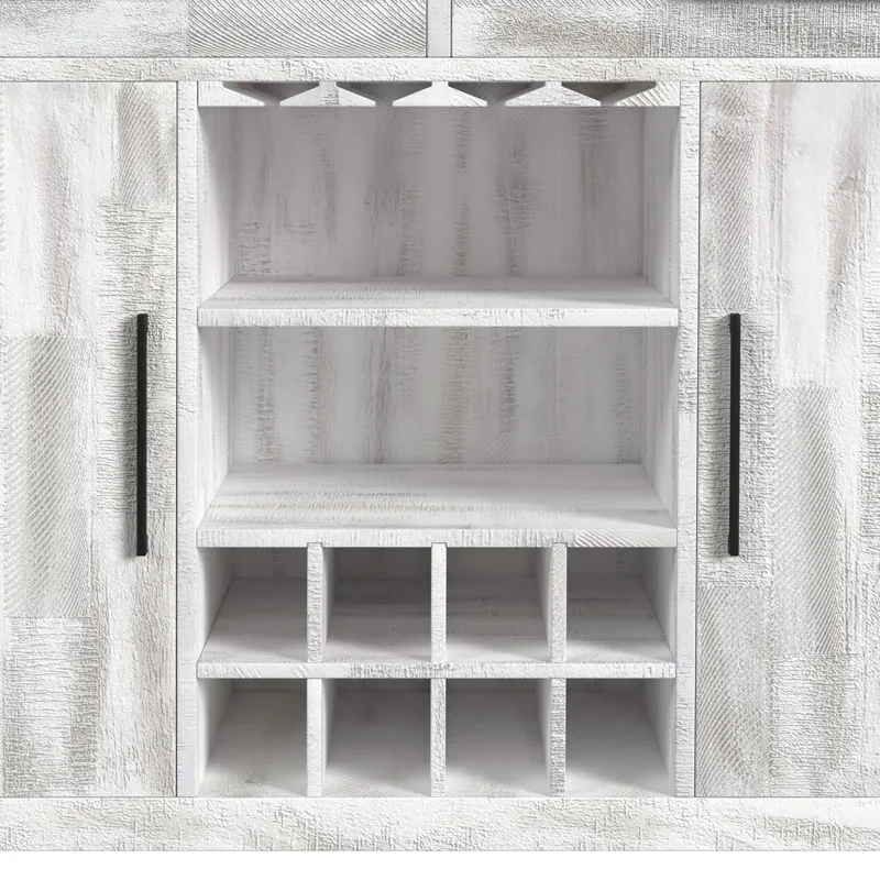 Rogen Rustic Bar Table with Ice Tray, USB and Power in Rustic White