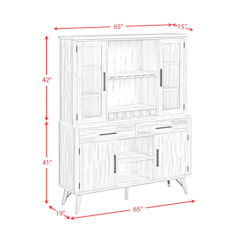 Rogen Rustic Buffet & Hutch with LED in Rustic White