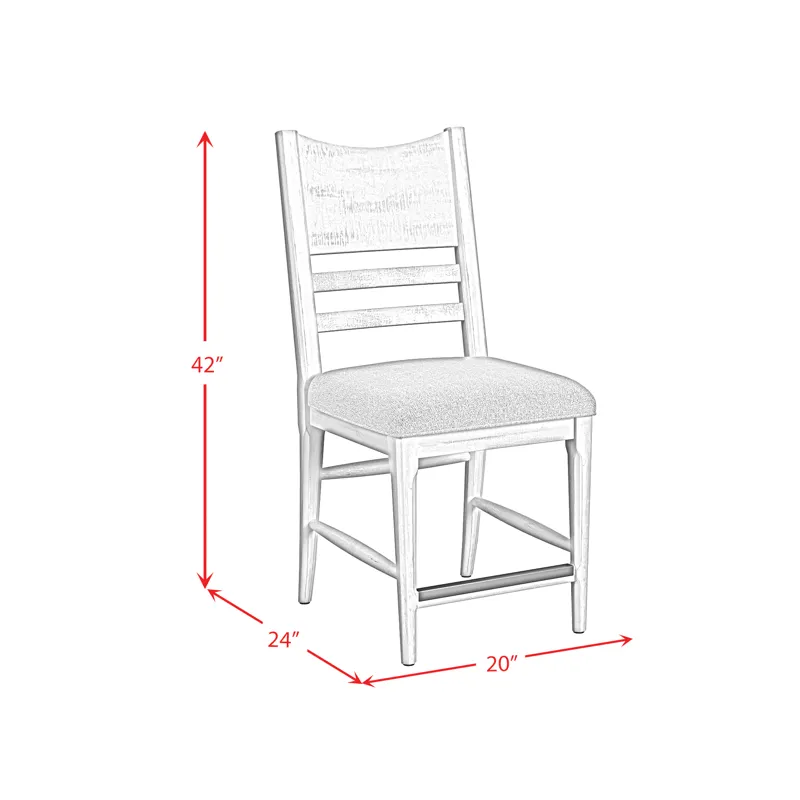 Rogen Rustic Counter Side Chair with Grey Fabric in Rustic White (2 Per Carton)
