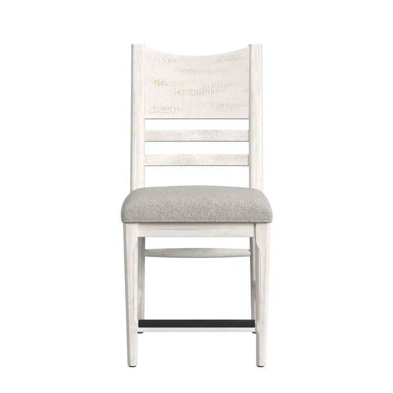 Rogen Rustic Counter Side Chair with Grey Fabric in Rustic White (2 Per Carton)