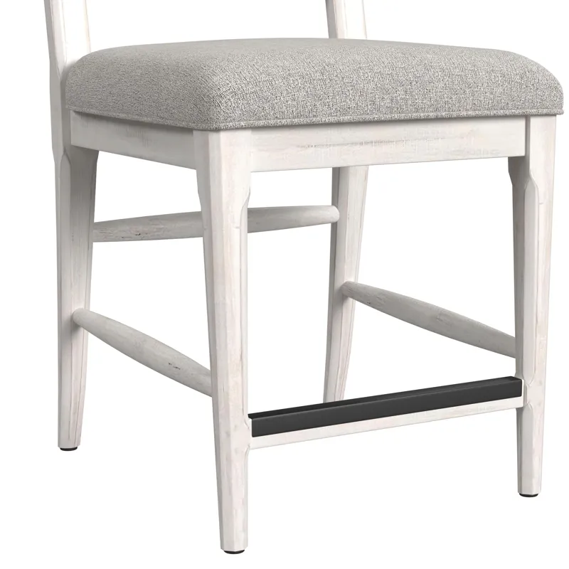Rogen Rustic Counter Side Chair with Grey Fabric in Rustic White (2 Per Carton)